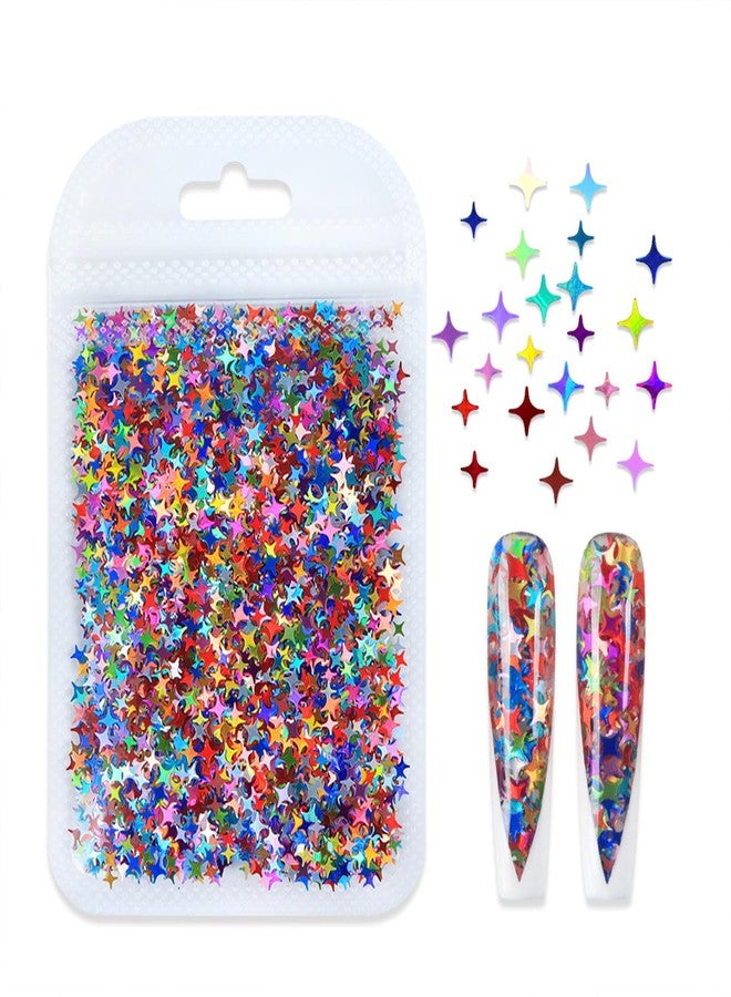 Vopintpy Colorful Star Nails Glitter Sequins Laser Nails Glitter Flakes Design Nail Charms Holographic Mixed Color 3D Confetti Star Nail Sequins for Women - Image 3